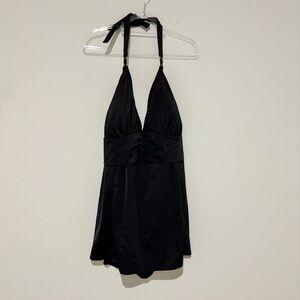Tropical Escape 1pc‎ Swimsuit dress Runched Front jewel beaded strap black 24w